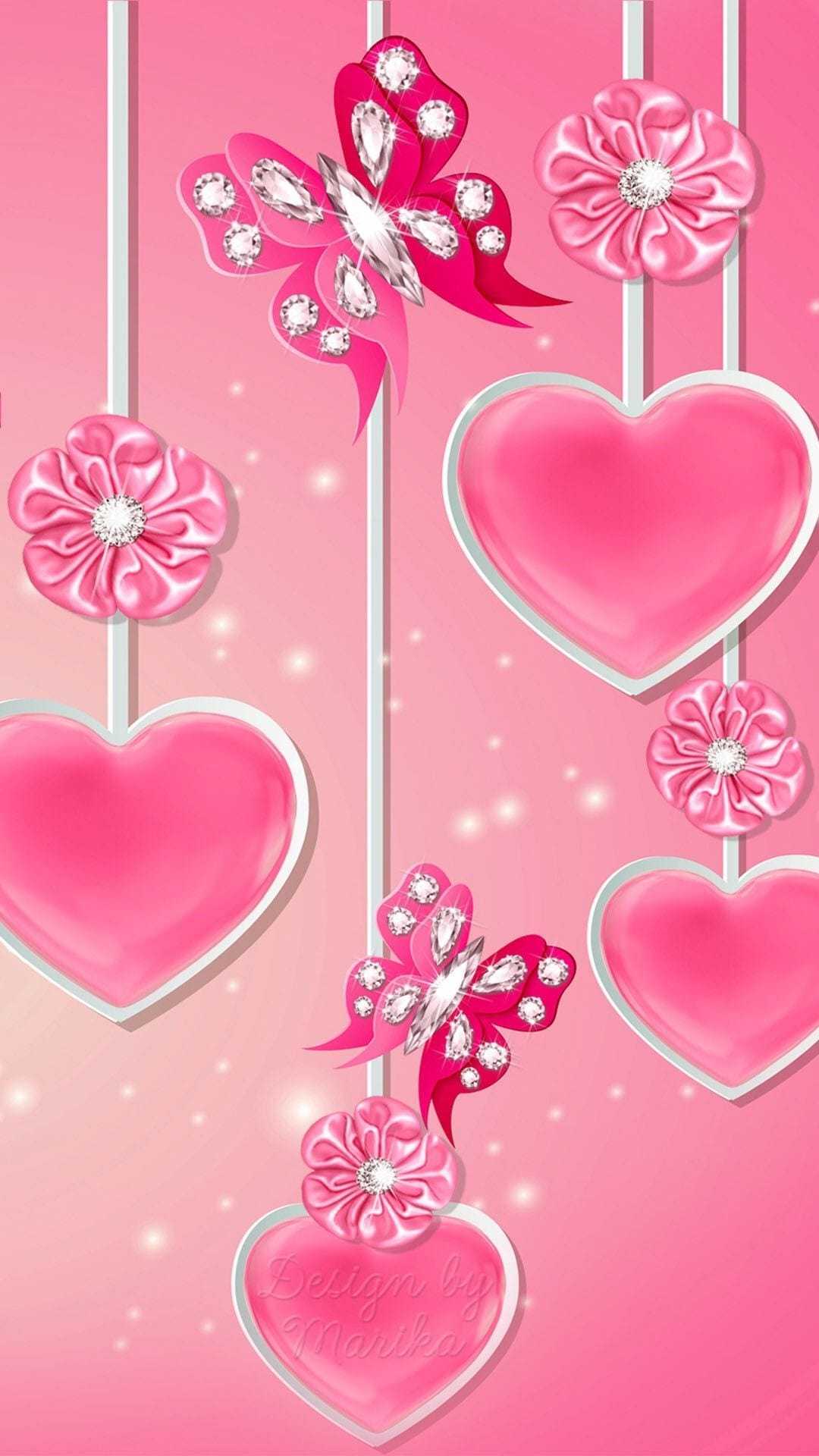 Glitter Pink Heart Wallpapers