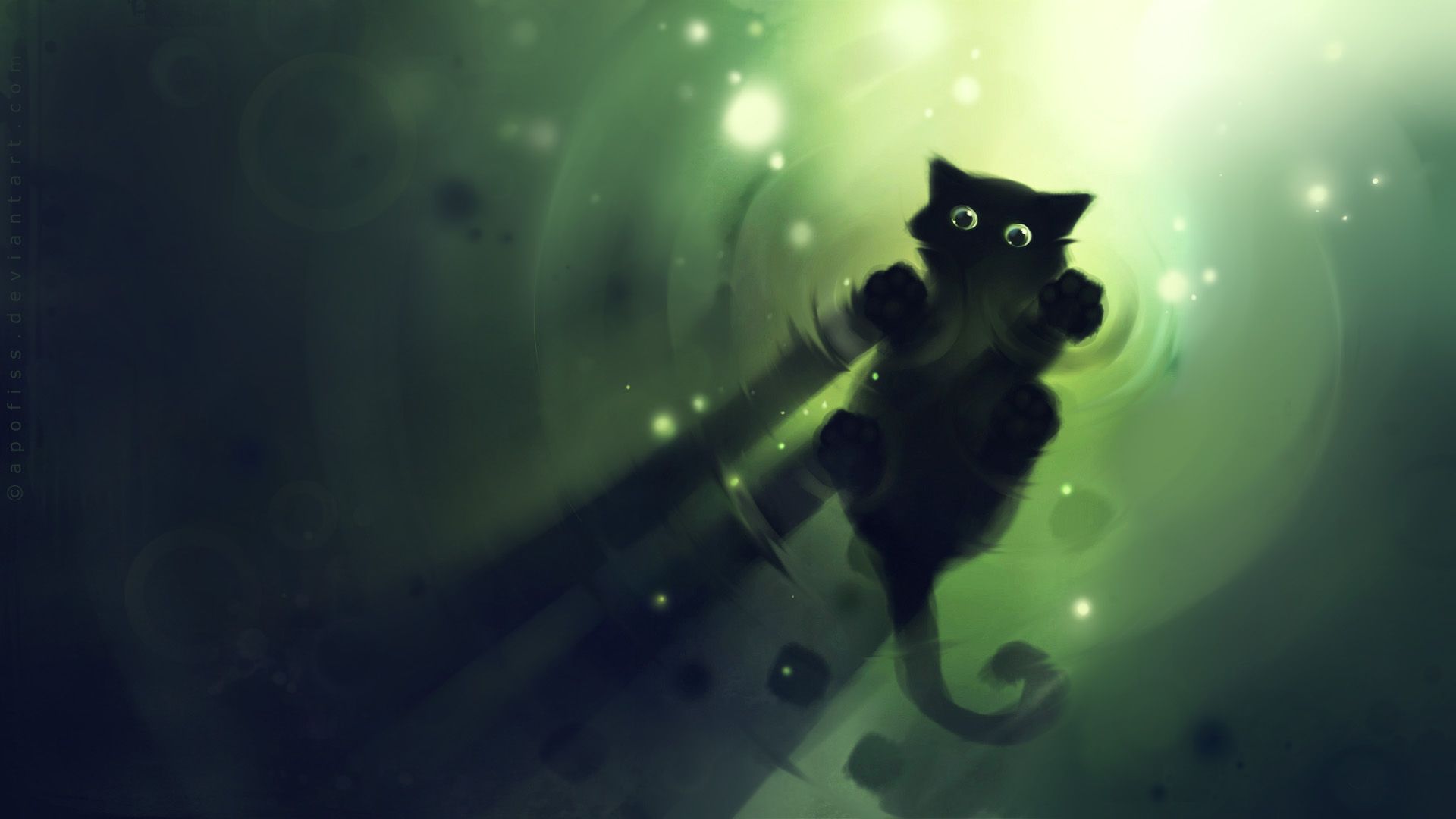 Green Cat Art Wallpapers