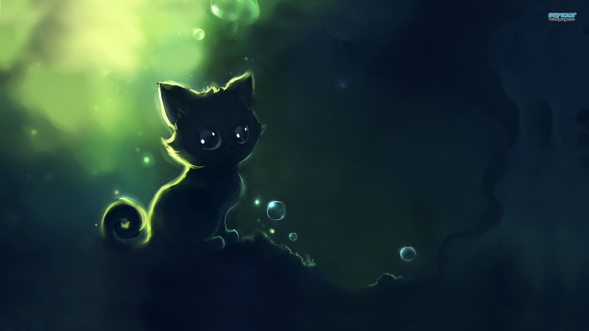 Green Cat Art Wallpapers