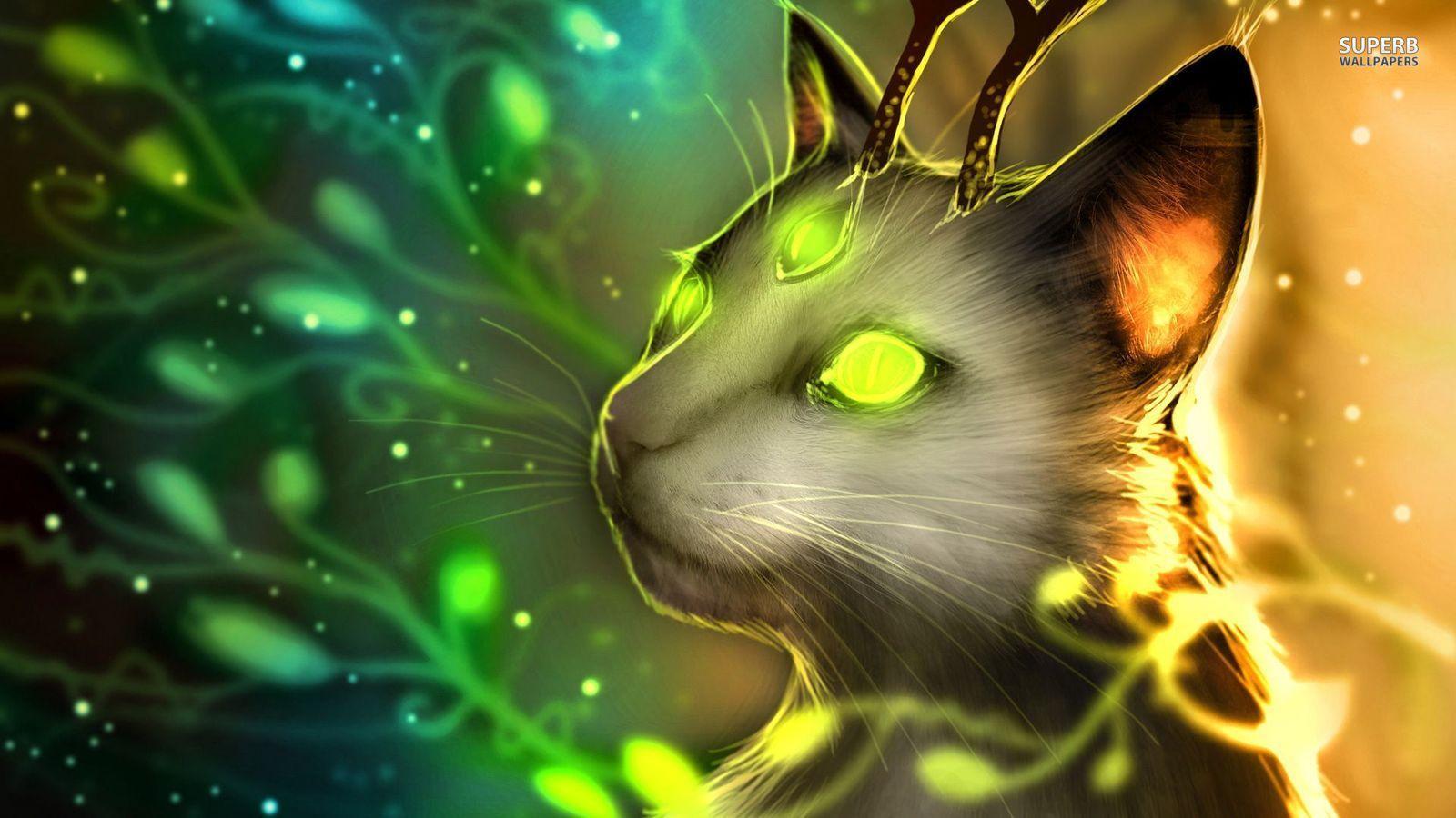 Green Cat Art Wallpapers