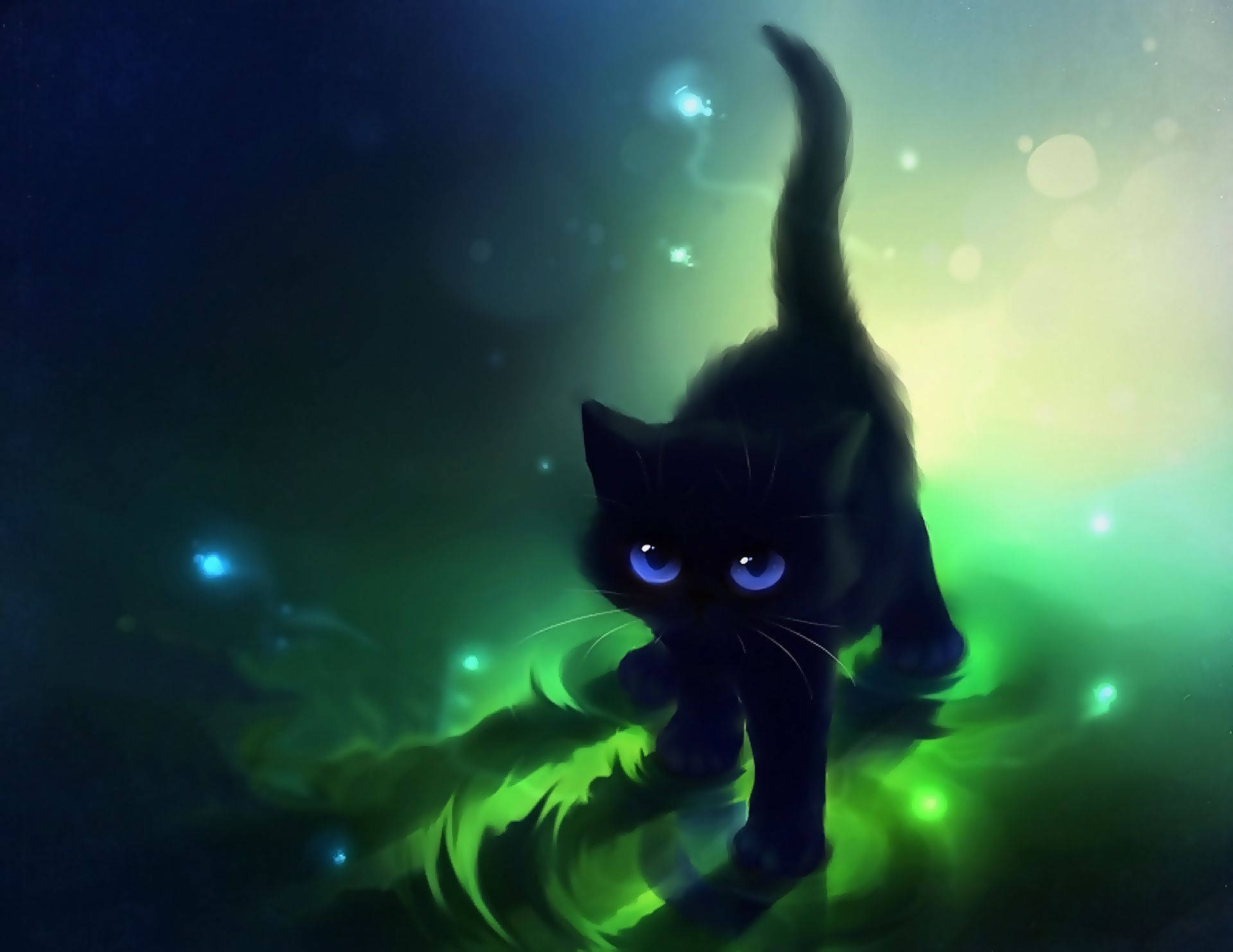 Green Cat Art Wallpapers