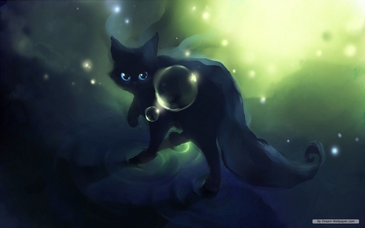 Green Cat Art Wallpapers