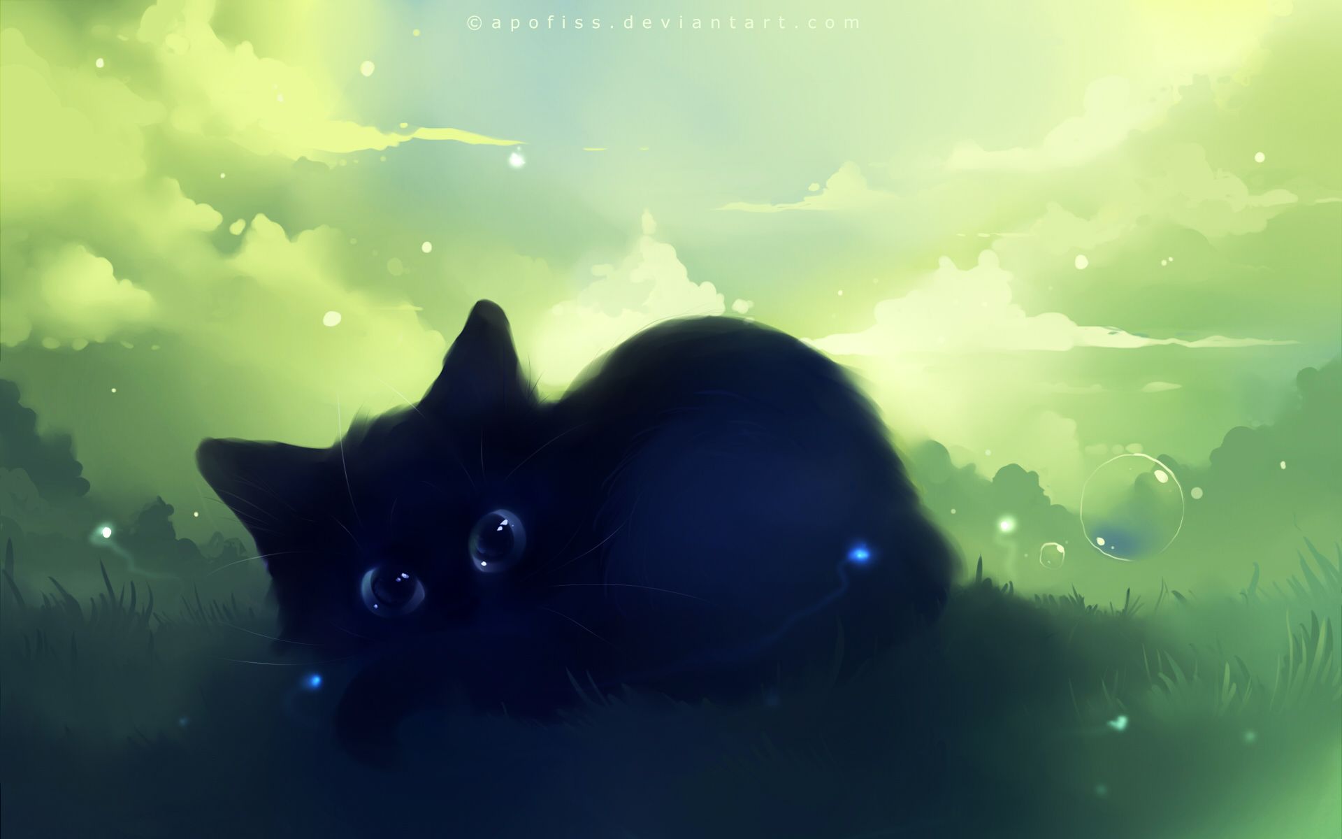 Green Cat Art Wallpapers