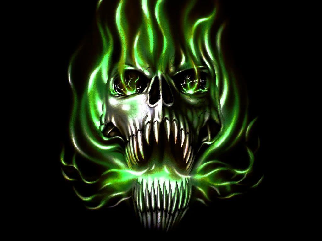 Green Fire Skull Wallpapers