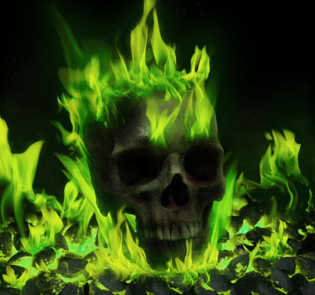 Green Fire Skull Wallpapers