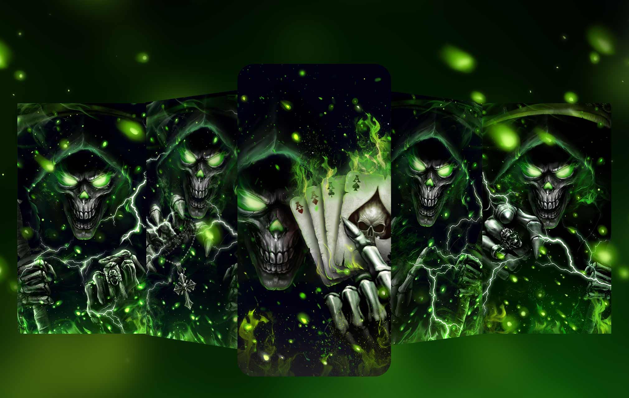 Green Fire Skull Wallpapers