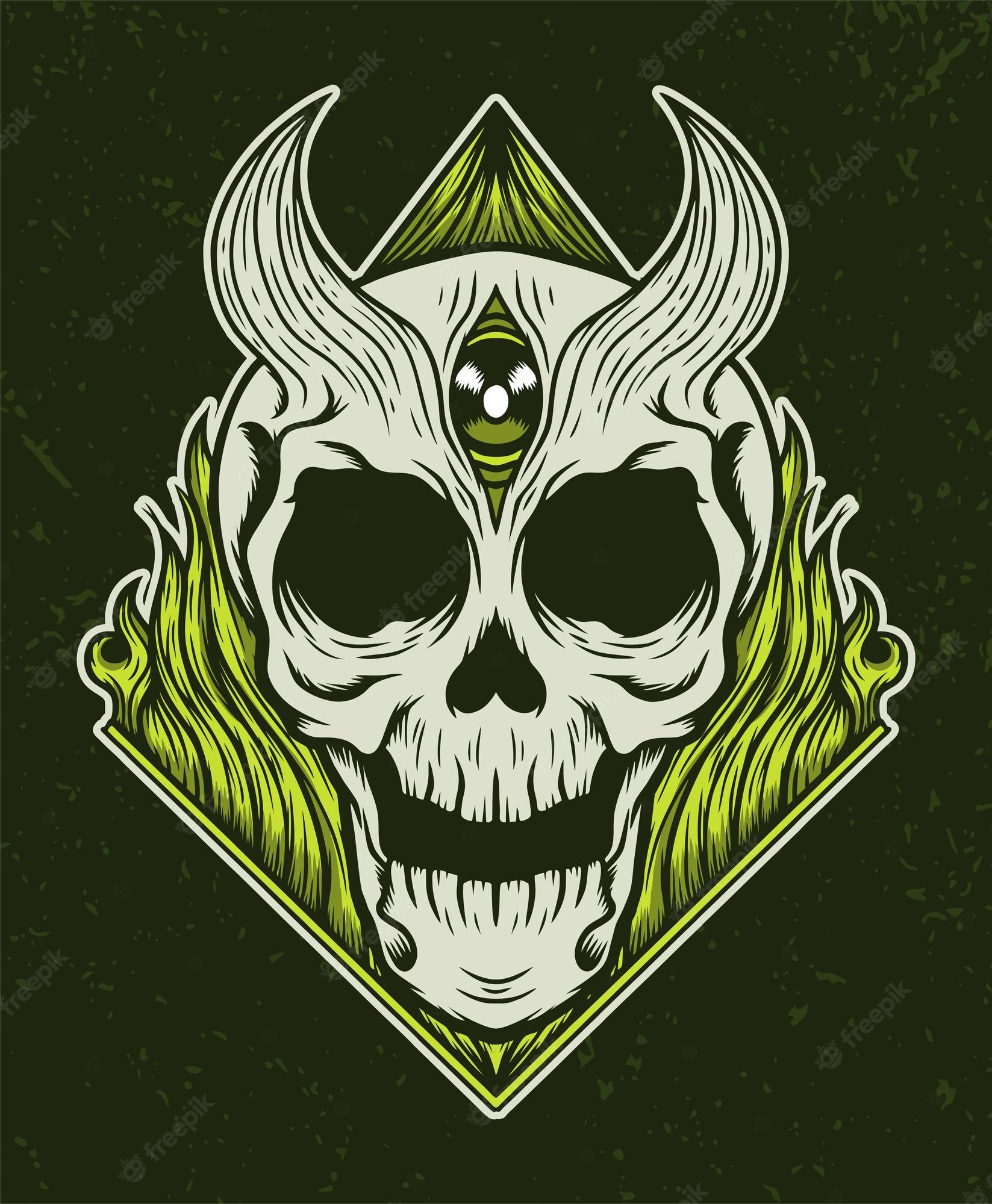 Green Fire Skull Wallpapers