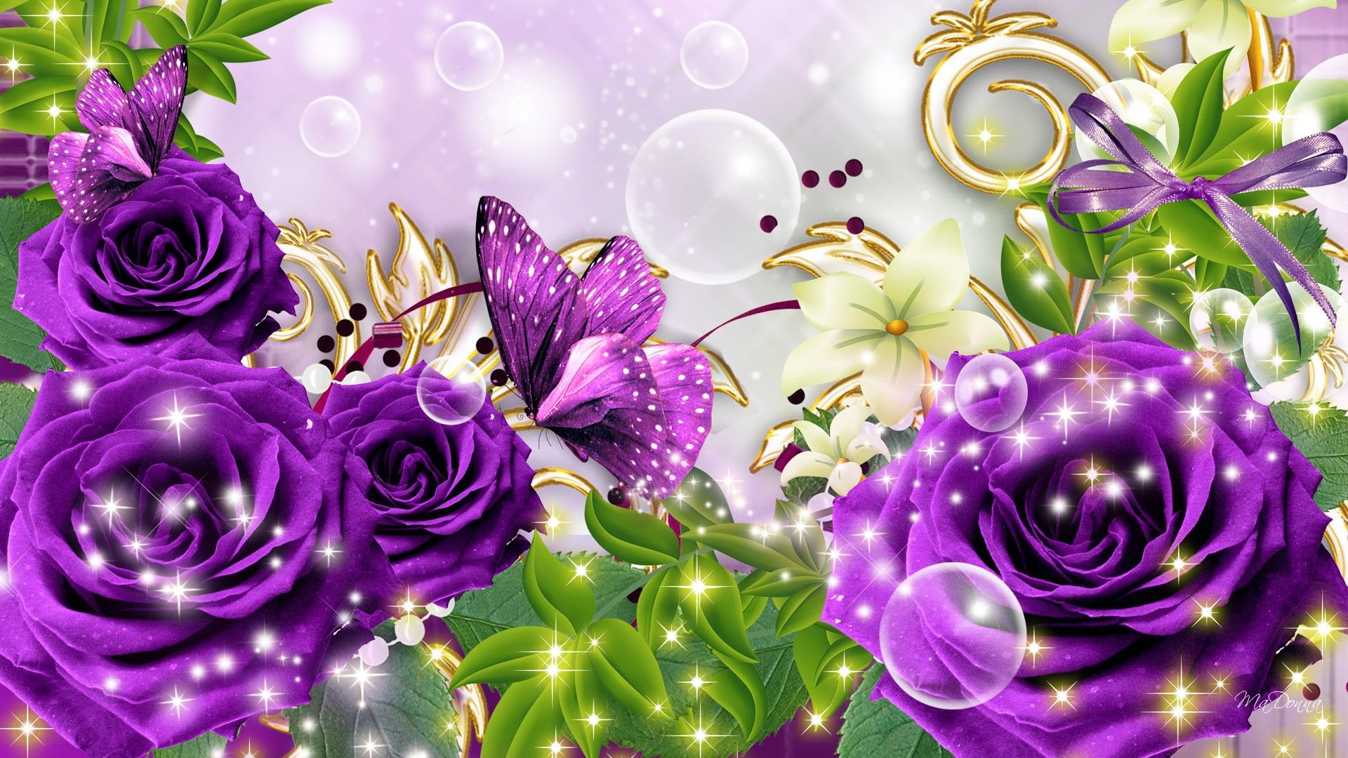 Images Of Purple Roses And Butterflies Wallpapers