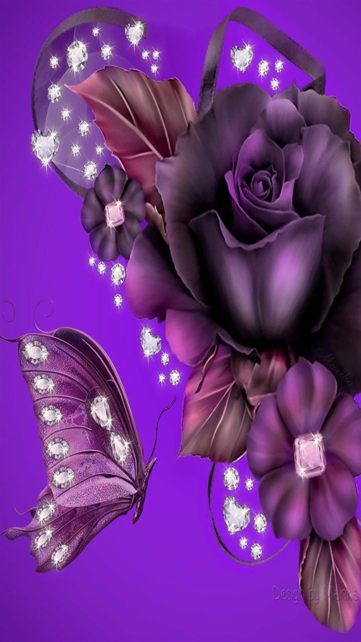 Images Of Purple Roses And Butterflies Wallpapers