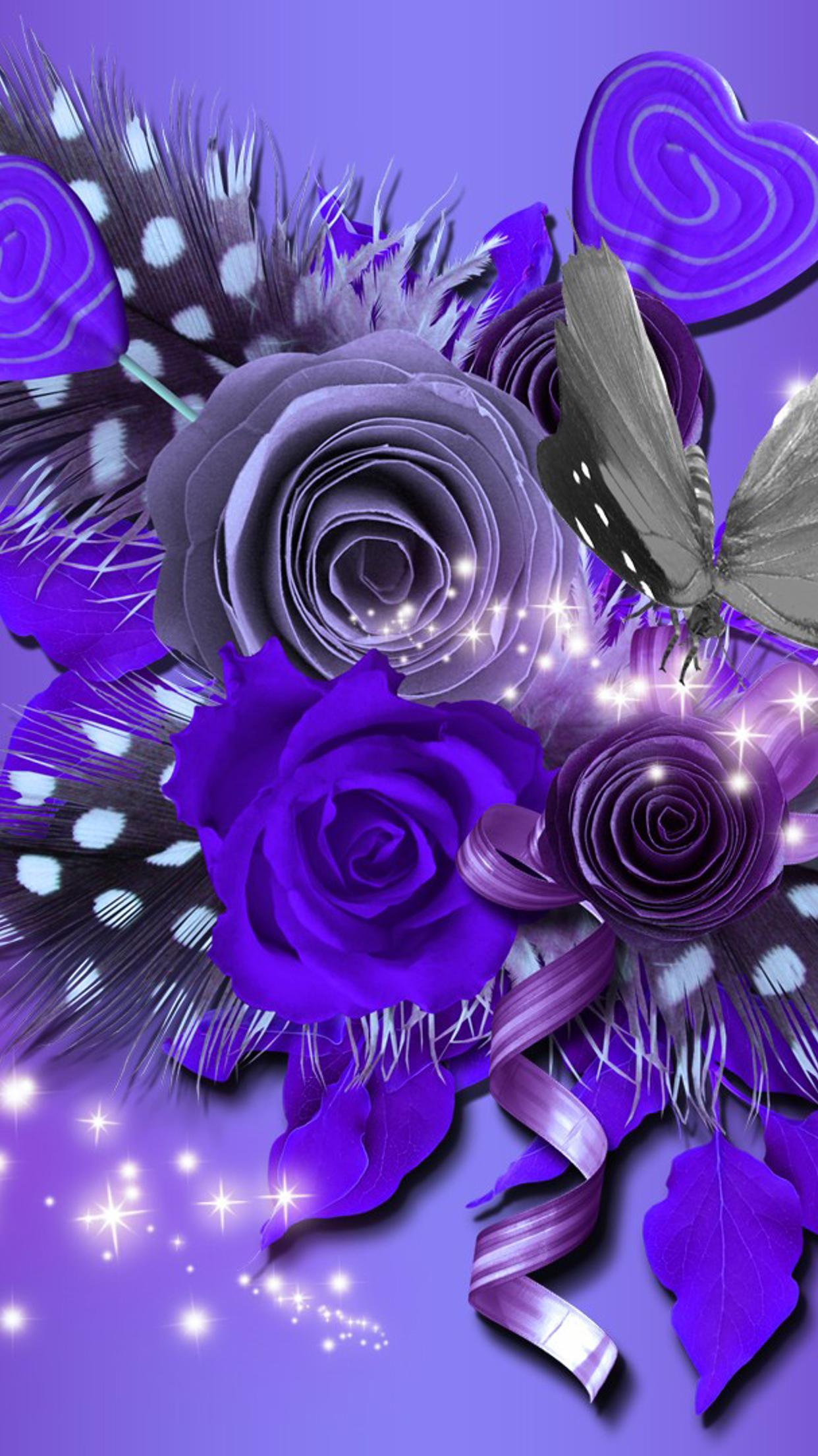 Images Of Purple Roses And Butterflies Wallpapers