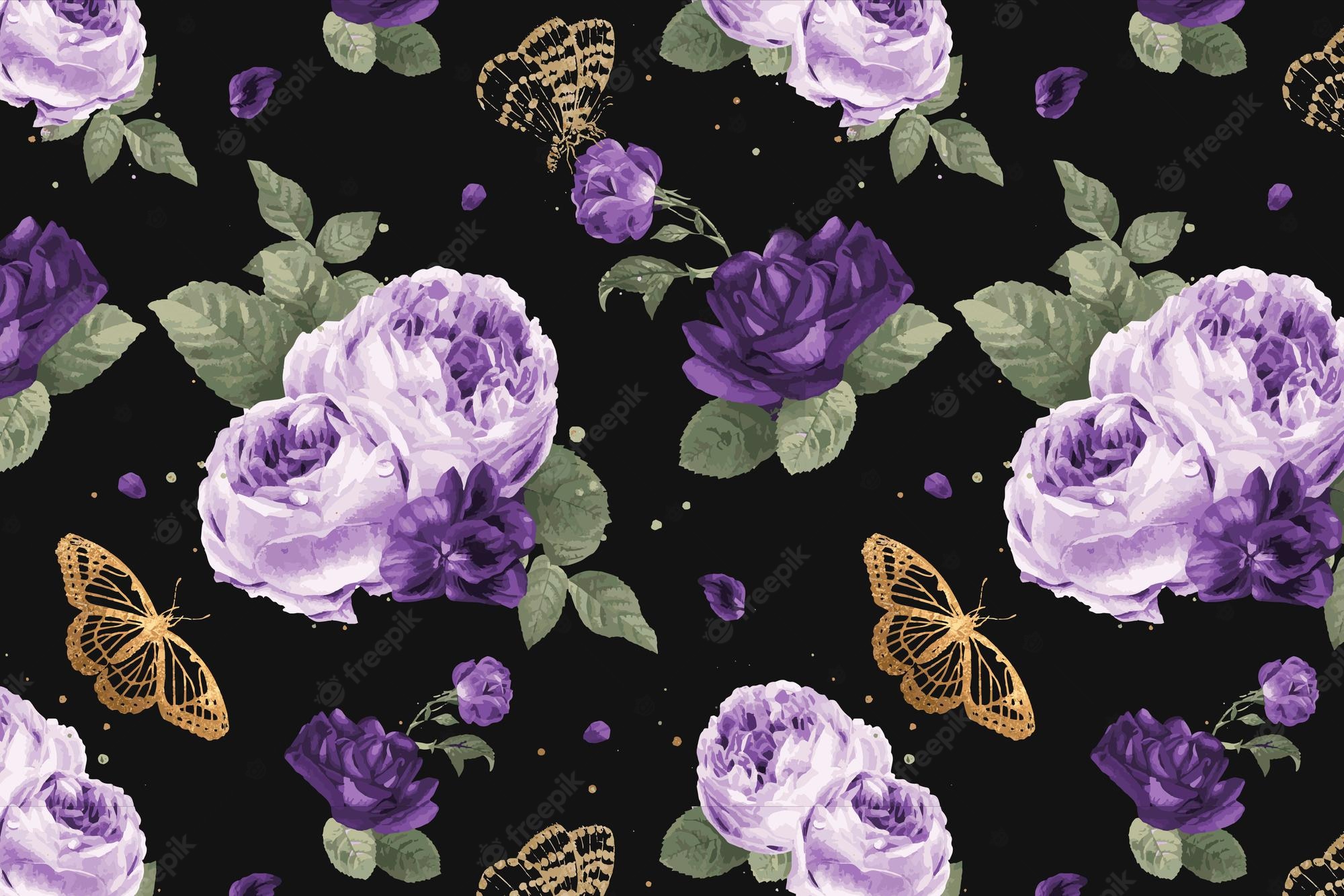 Images Of Purple Roses And Butterflies Wallpapers