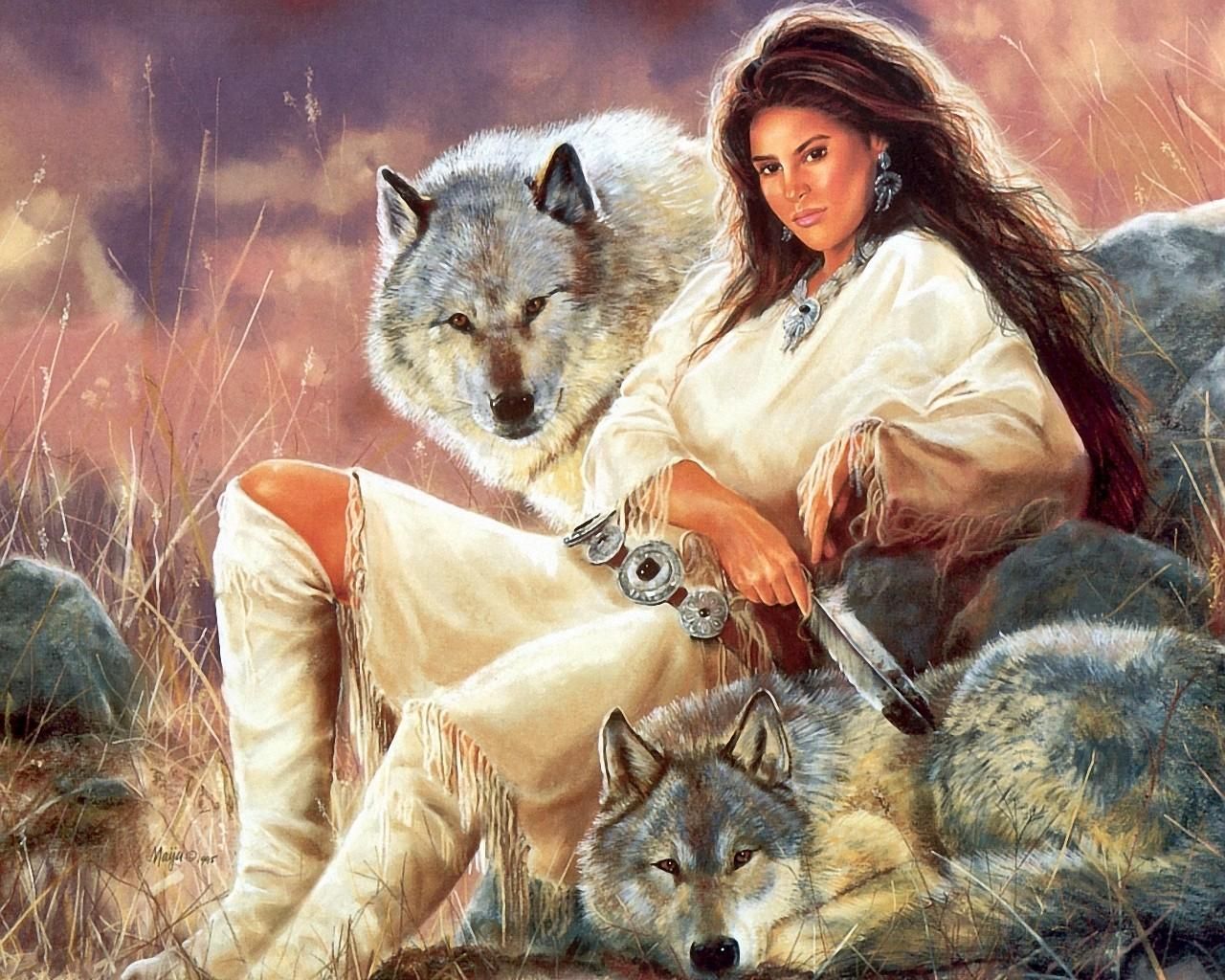 Indians And Wolves Wallpapers