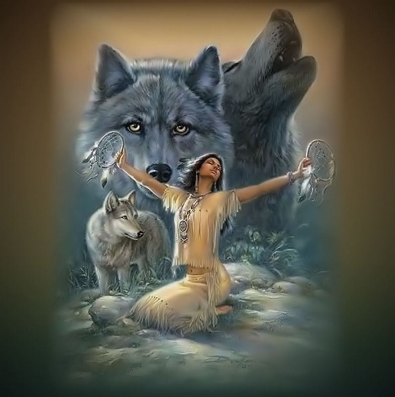 Indians And Wolves Wallpapers