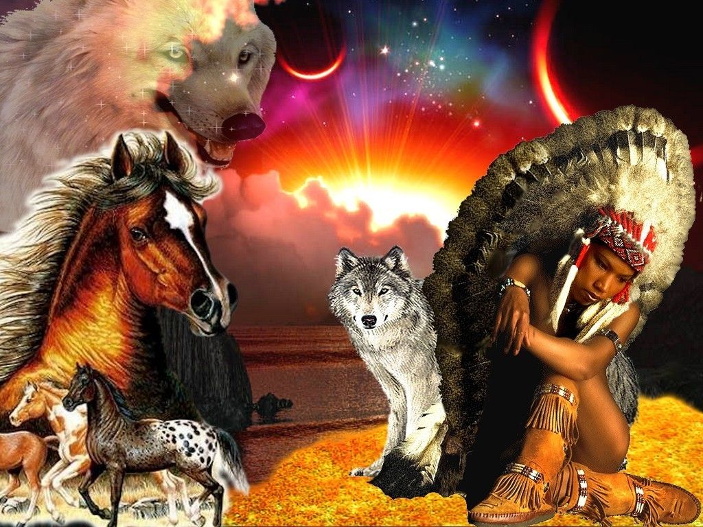 Indians And Wolves Wallpapers