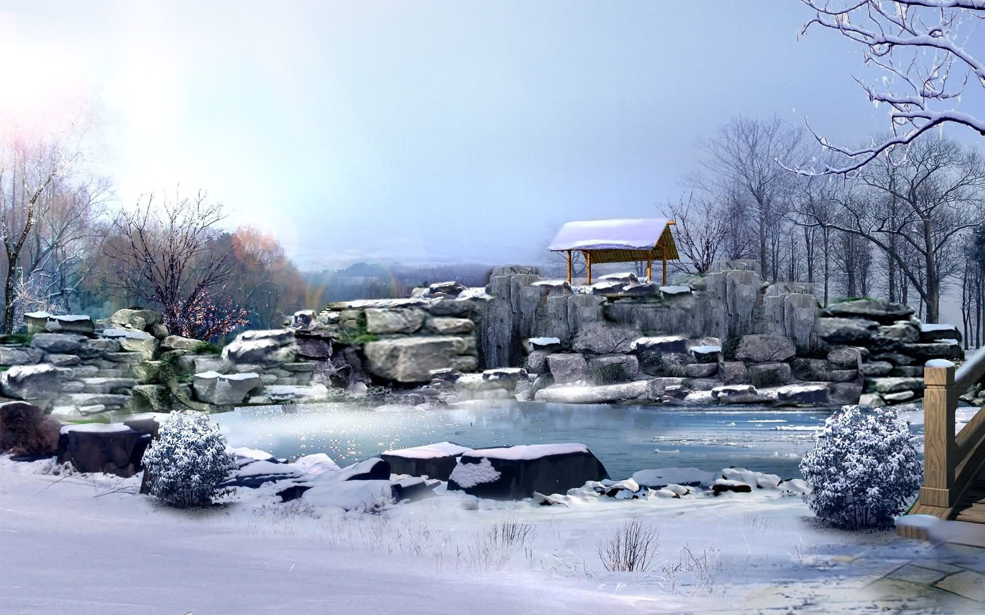 Japanese Garden Winter Wallpapers