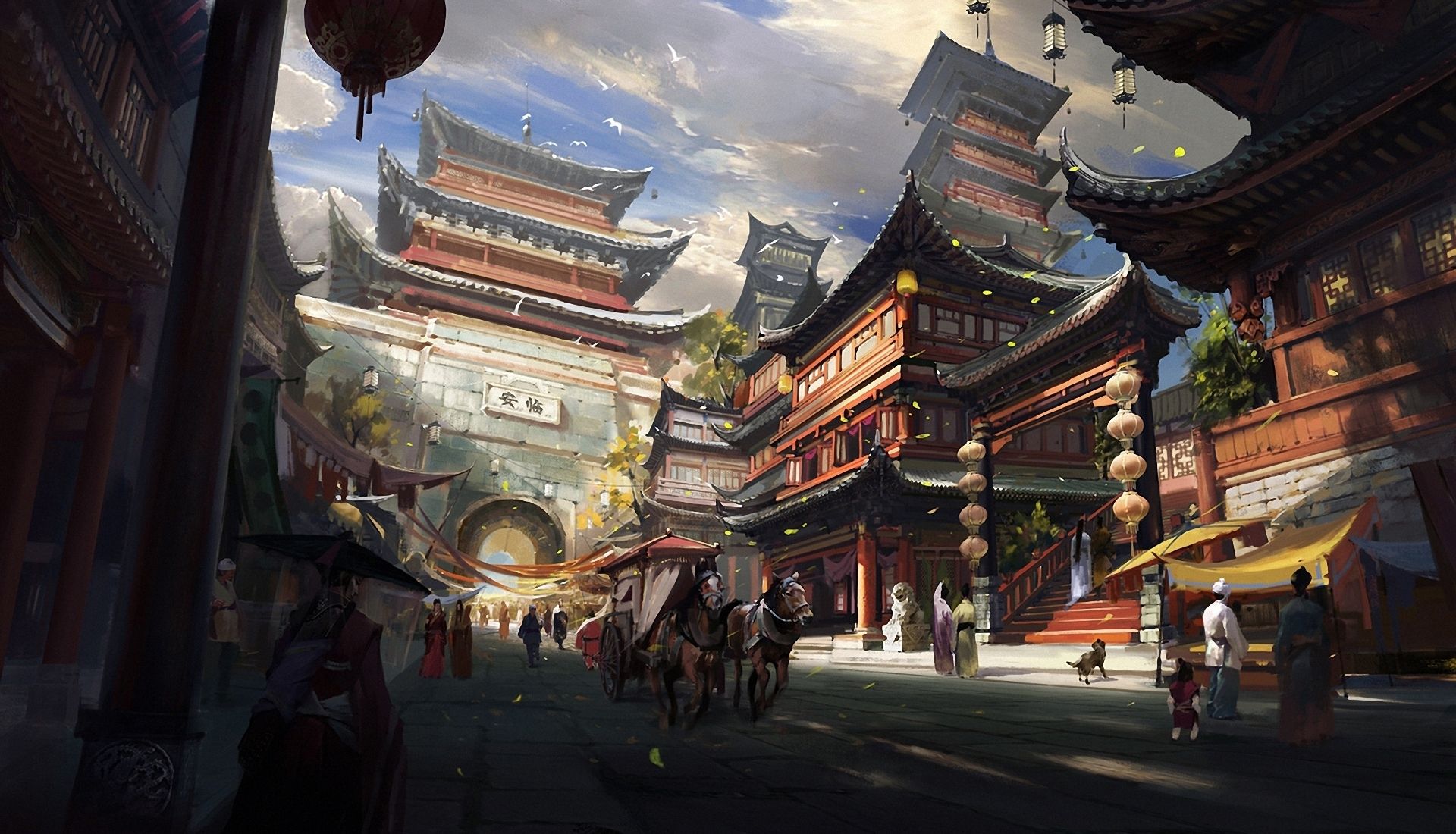 Japanese Town Art Wallpapers