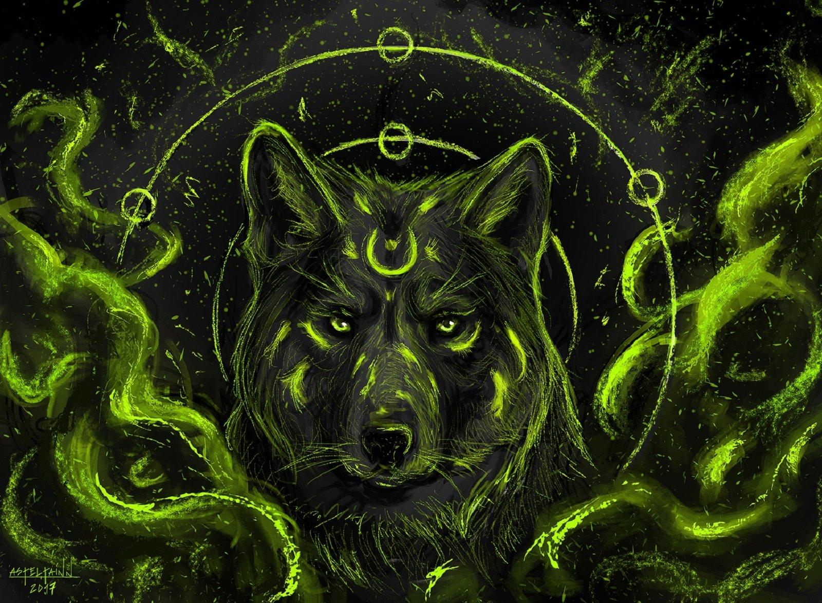 Neon Green Wolf Wallpapers