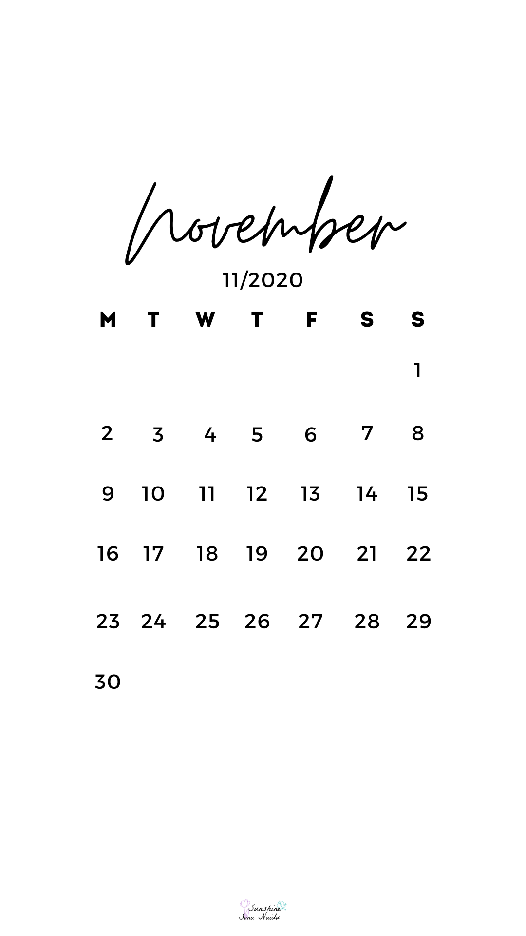 November 2020 Calendar Wallpapers