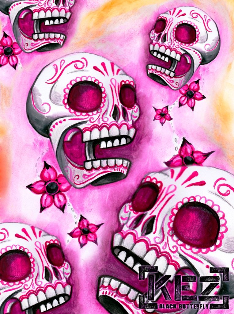 Pink And Black Skulls Wallpapers