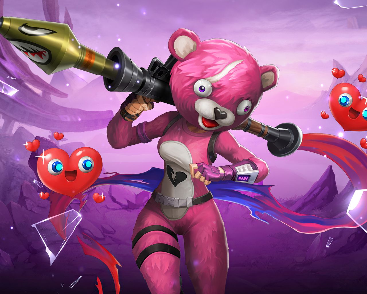 Pink Fortnite Bear Wallpapers