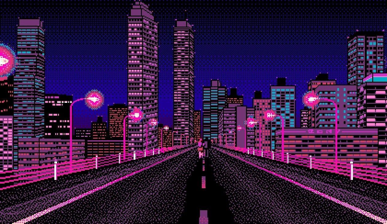 Pixel City Night Wallpapers