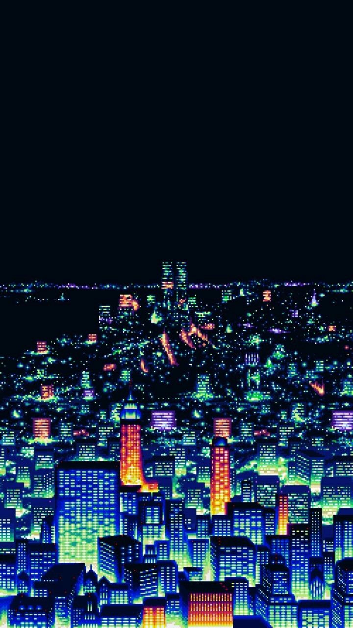 Pixel City Night Wallpapers