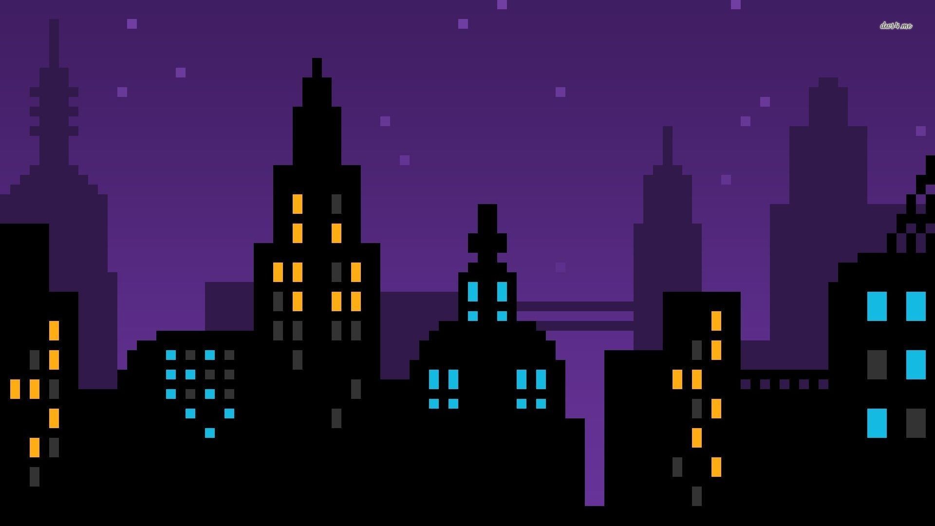 Pixel City Night Wallpapers