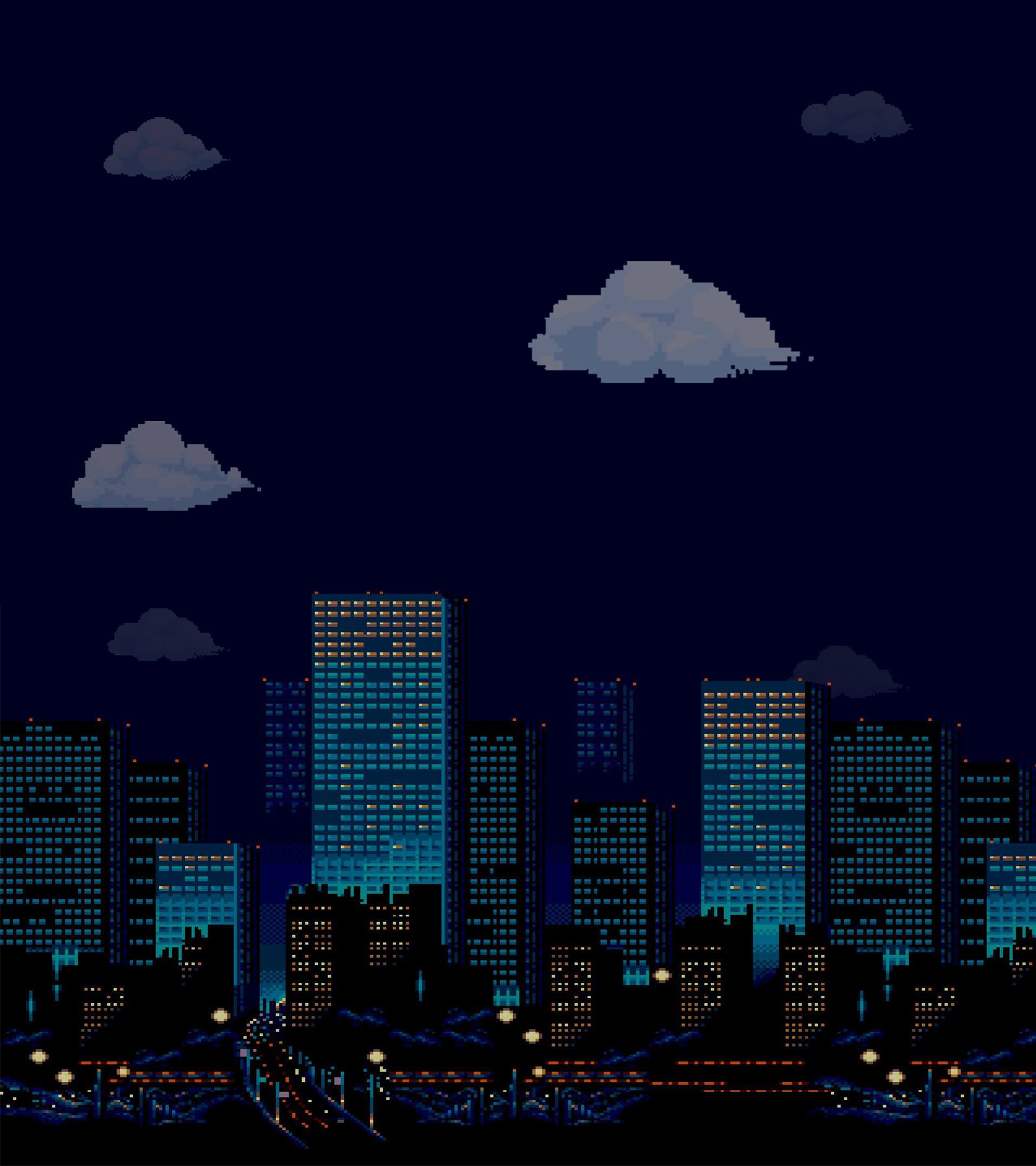 Pixel City Night Wallpapers