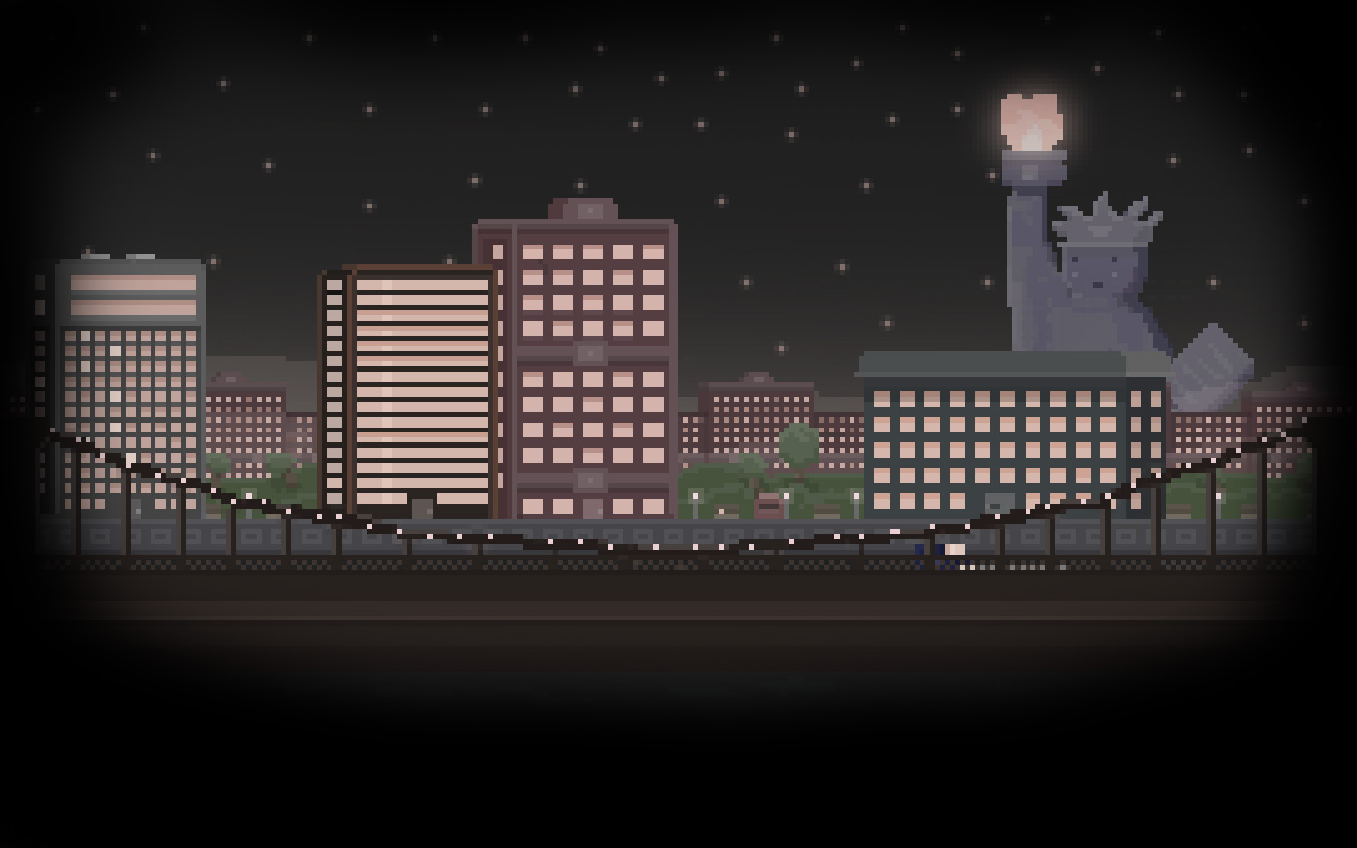 Pixel City Night Wallpapers