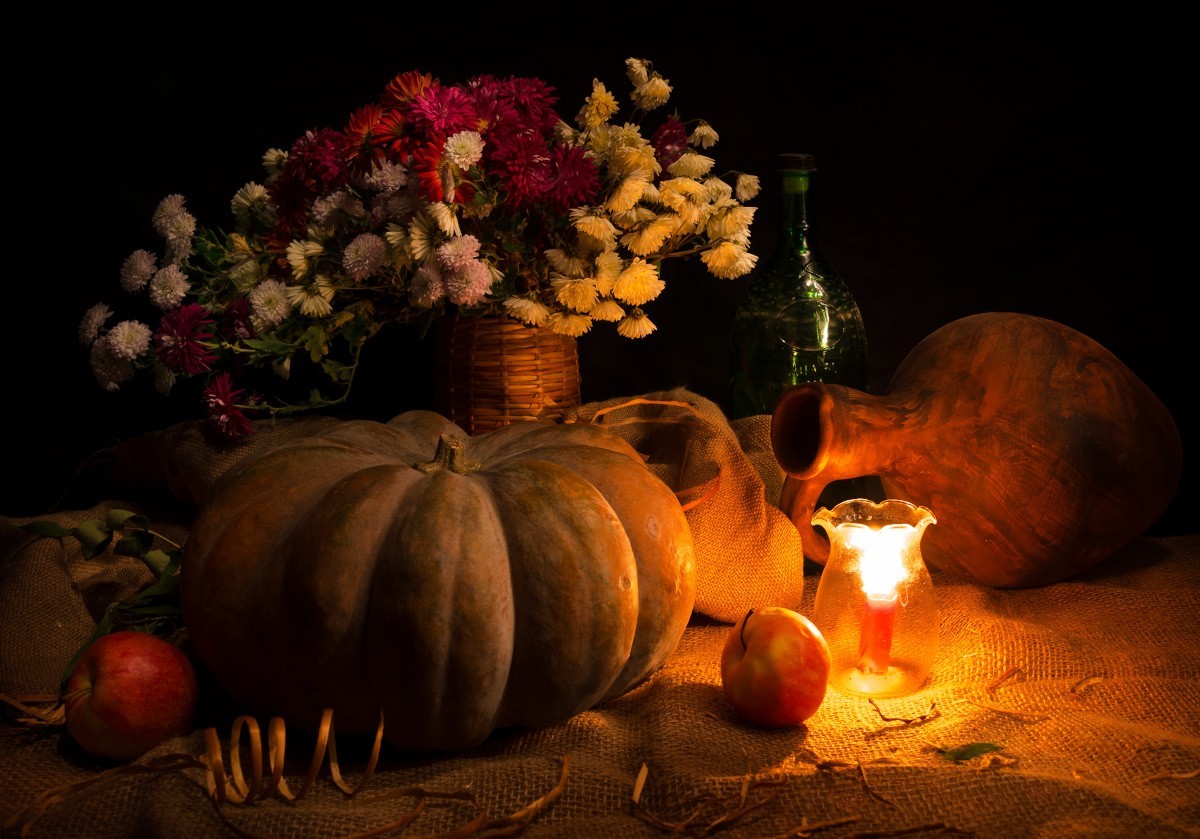 Pumpkins And Flowers Wallpapers