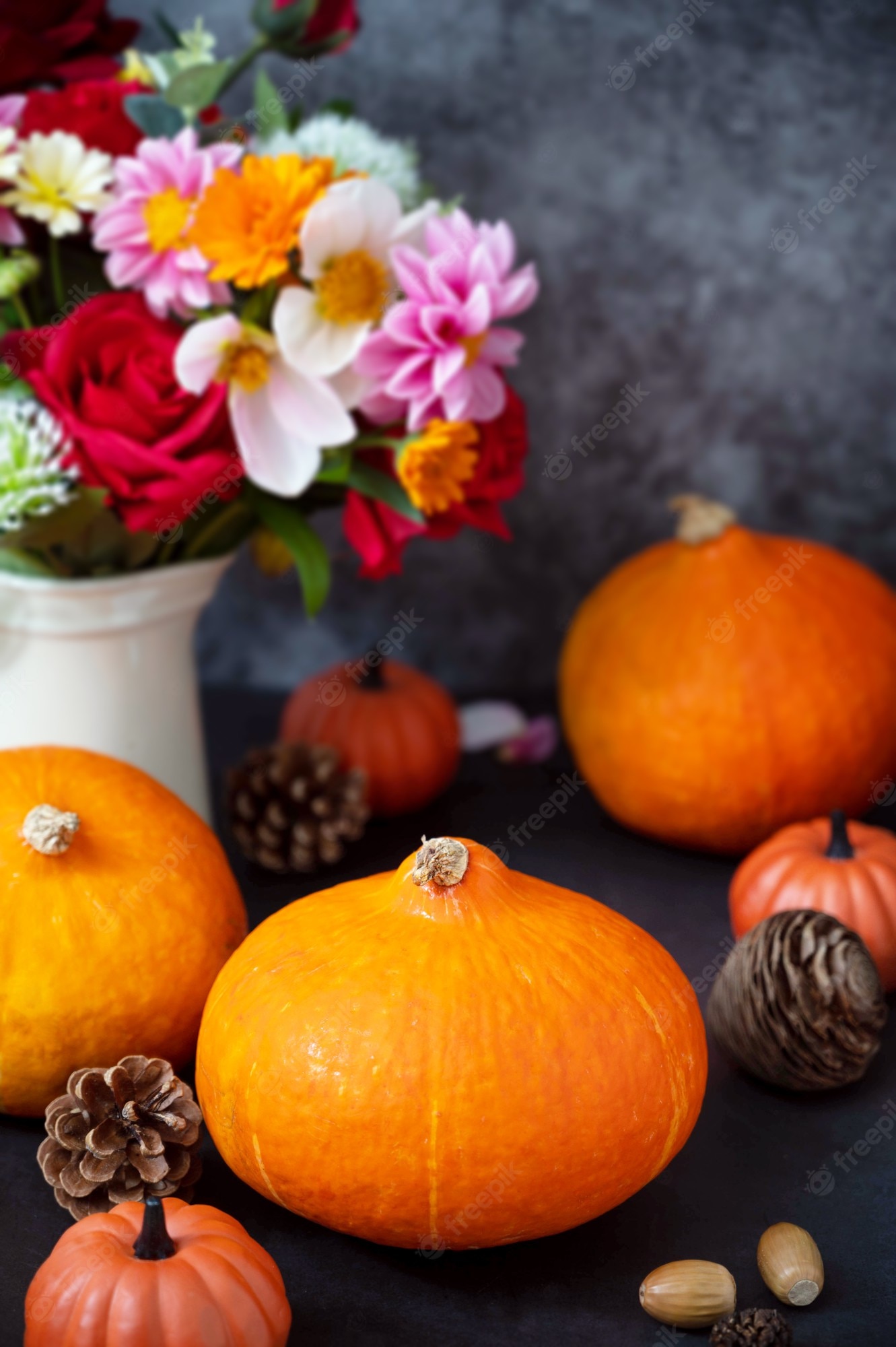 Pumpkins And Flowers Wallpapers