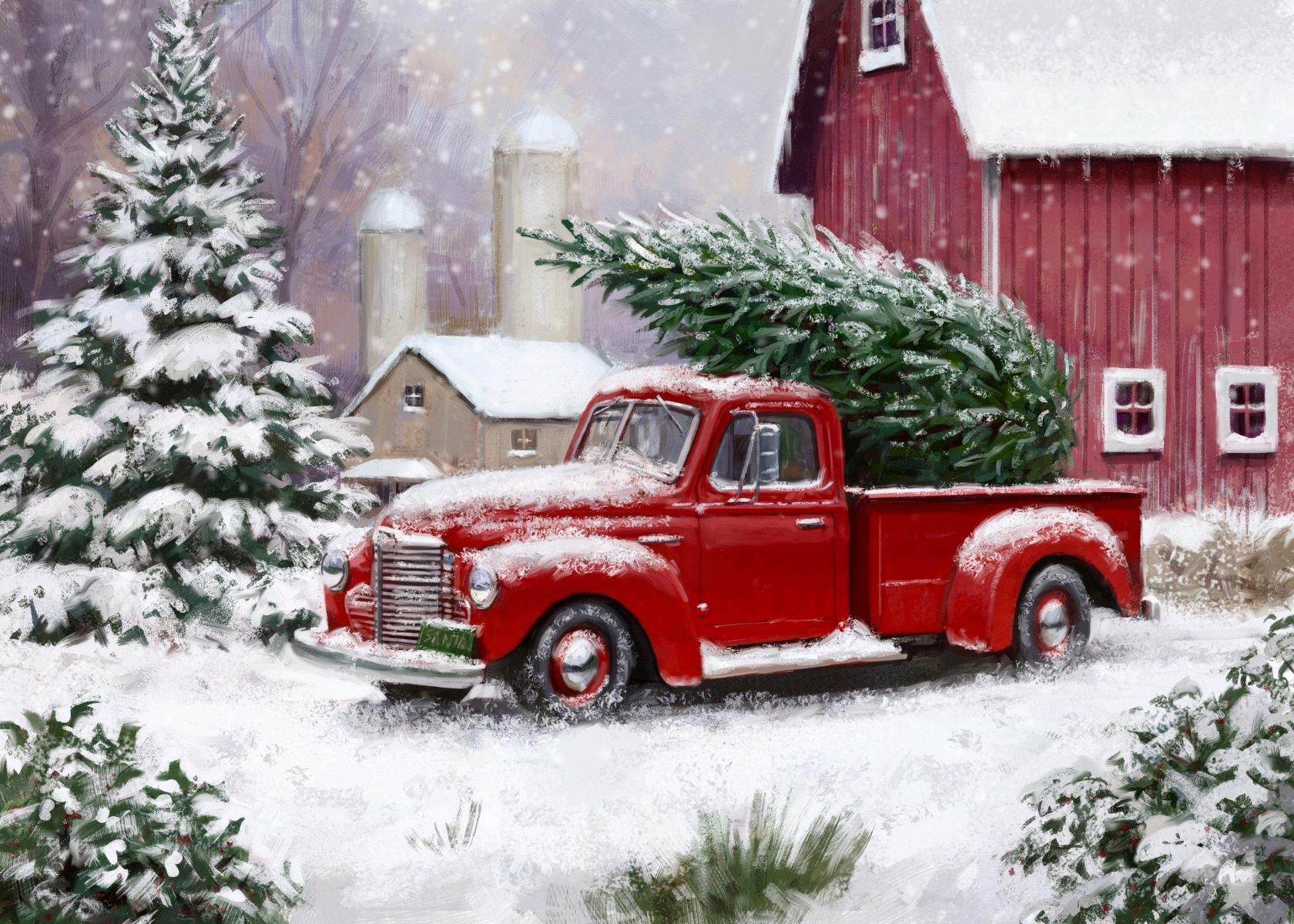 Red Truck Christmas Wallpapers