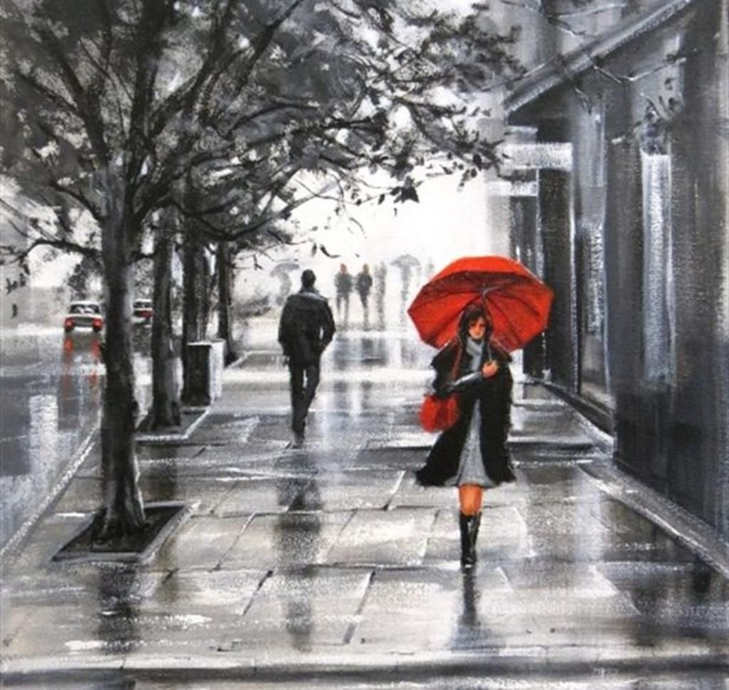 Red Umbrella Painting Wallpapers