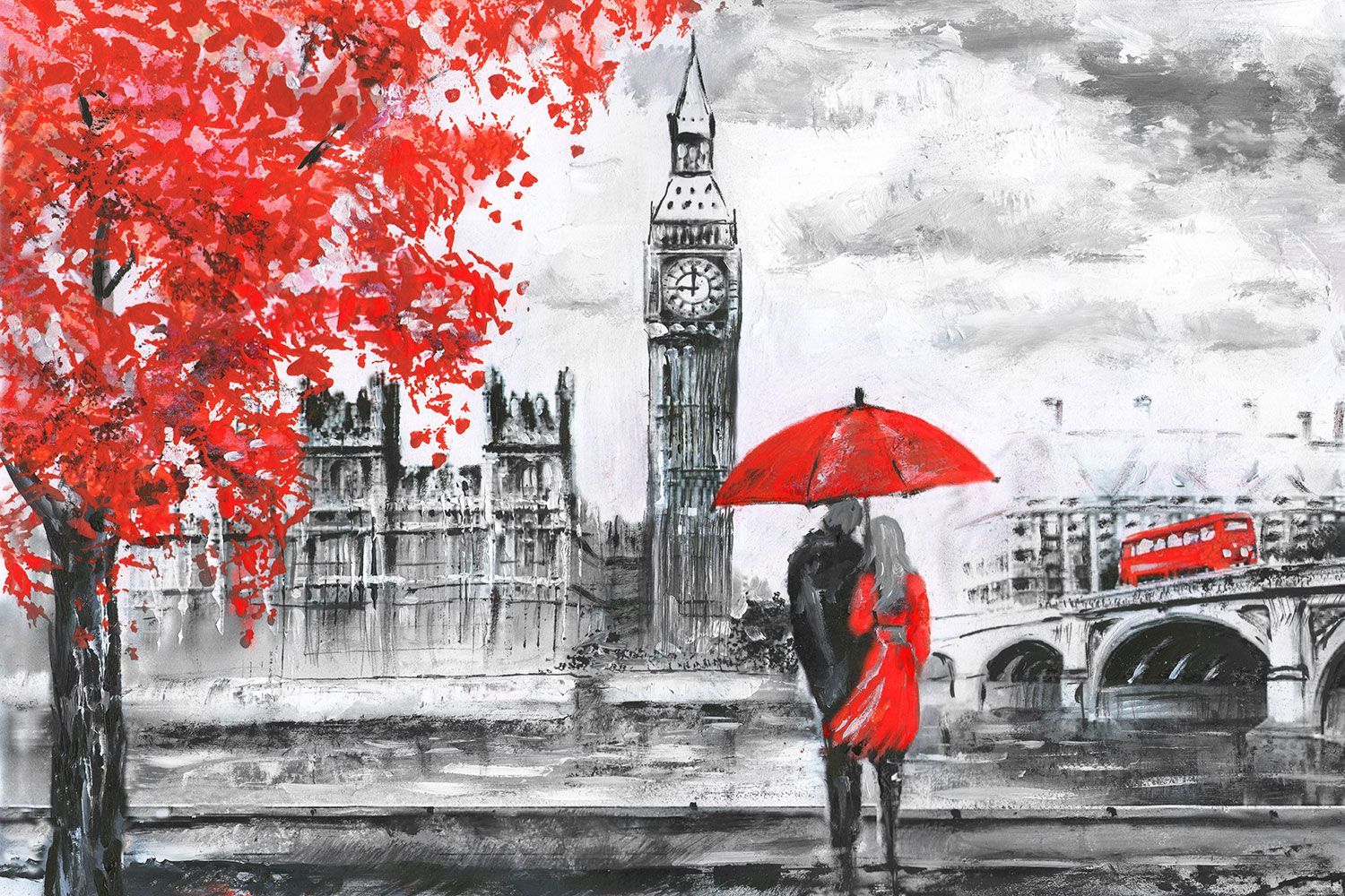 Red Umbrella Painting Wallpapers