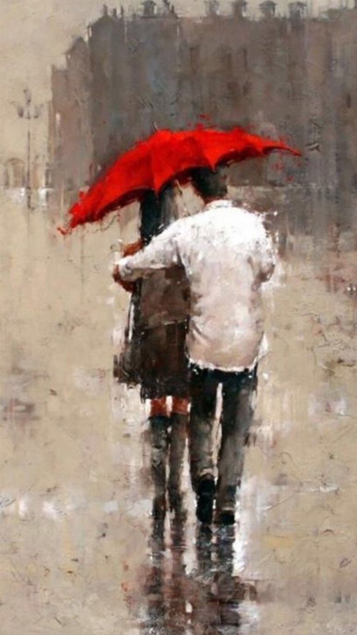 Red Umbrella Painting Wallpapers