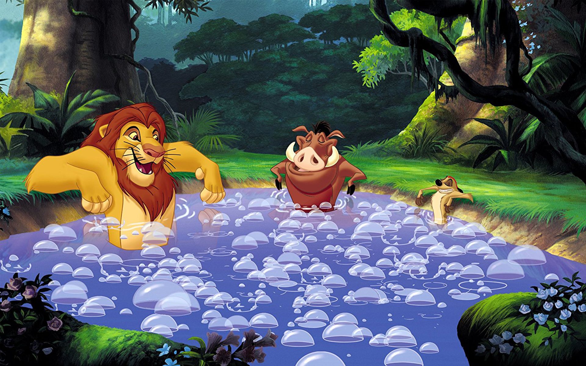 Simba Pumbaa And Timon On Log Wallpapers