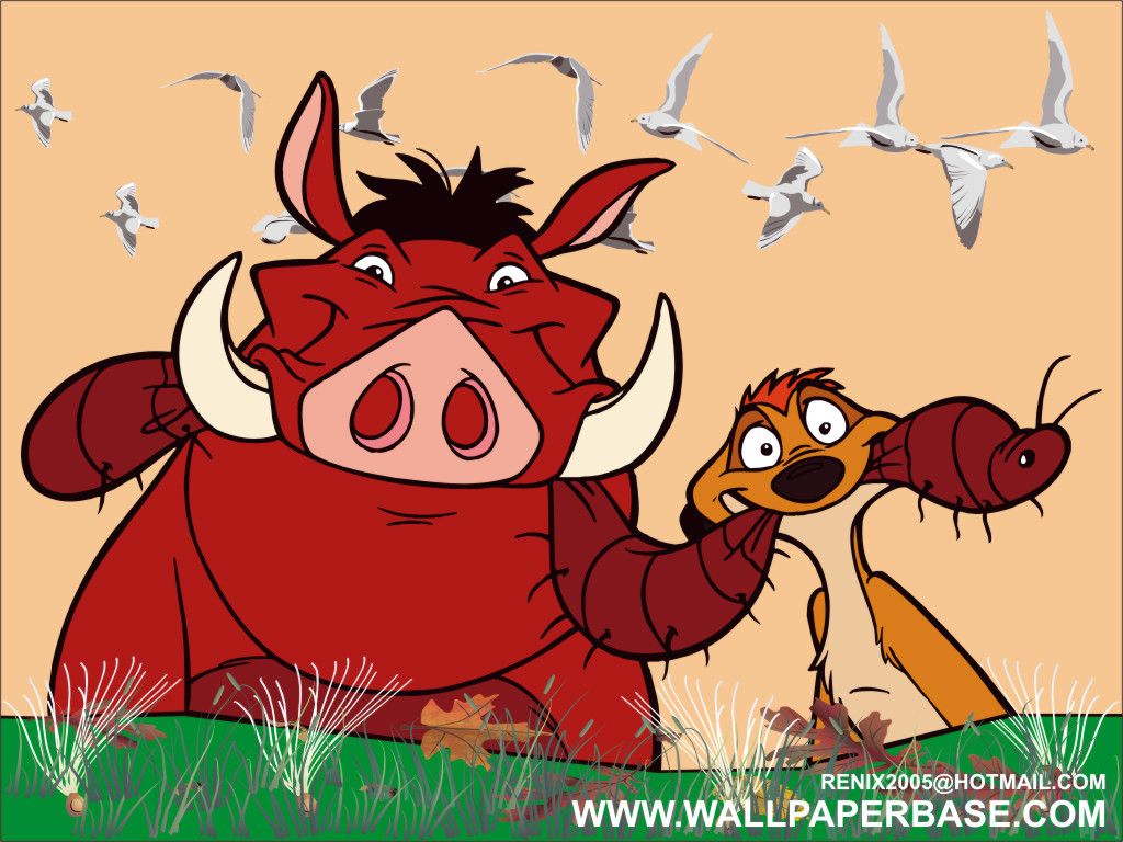 Simba Pumbaa And Timon On Log Wallpapers