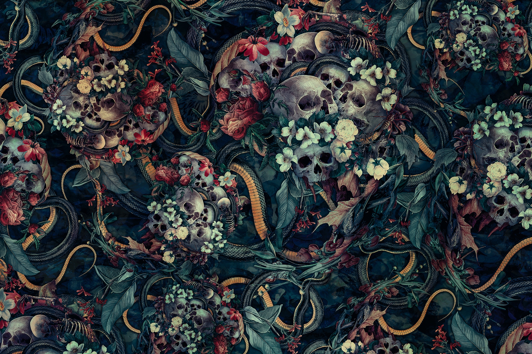 Skull And Flower Wallpapers