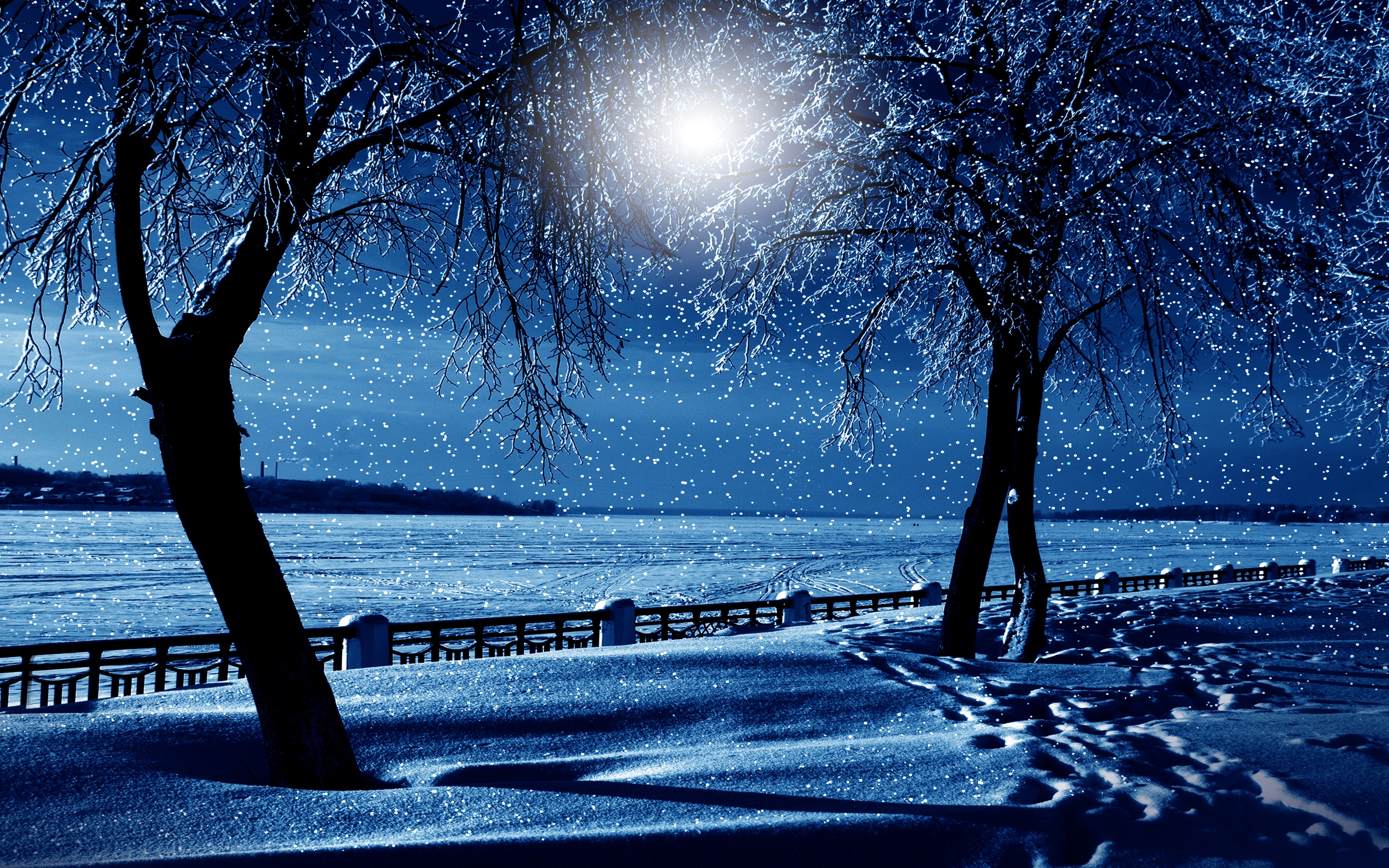 Snow At Night Wallpapers