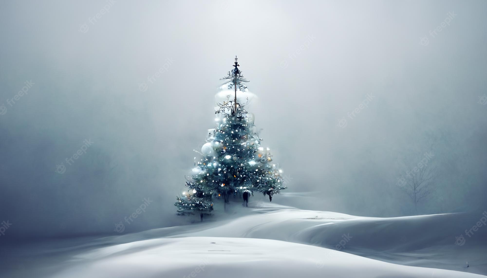 Snowey Christmas Trees Wallpapers