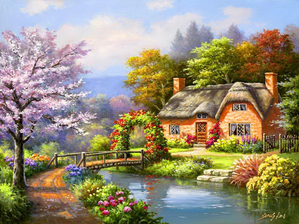 Spring Cottage Wallpapers