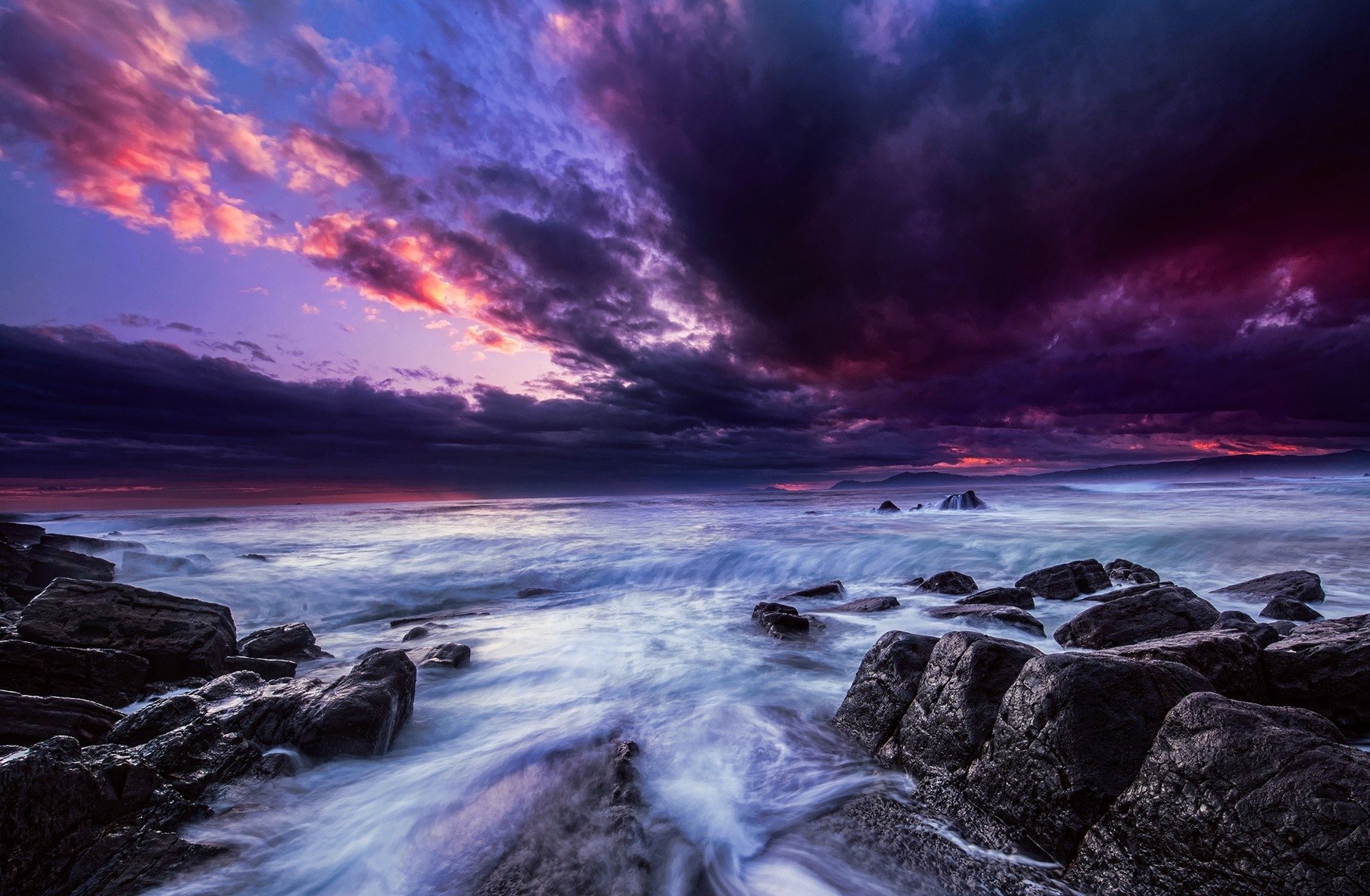 Sunset Purple Ocean Wallpapers