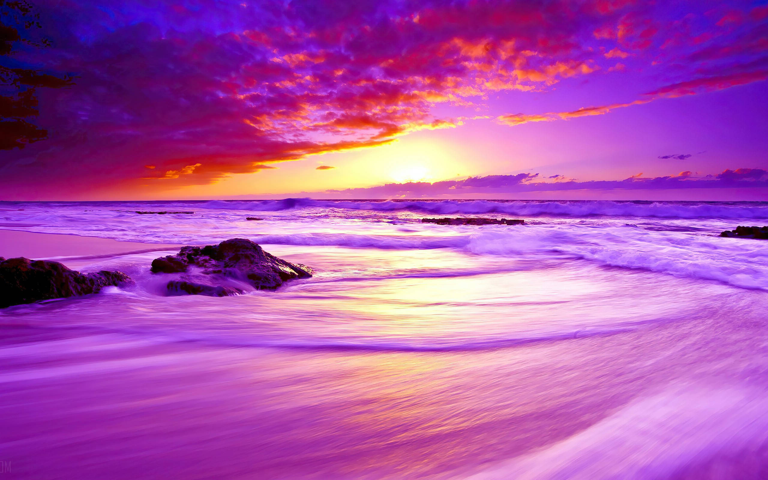 Sunset Purple Ocean Wallpapers