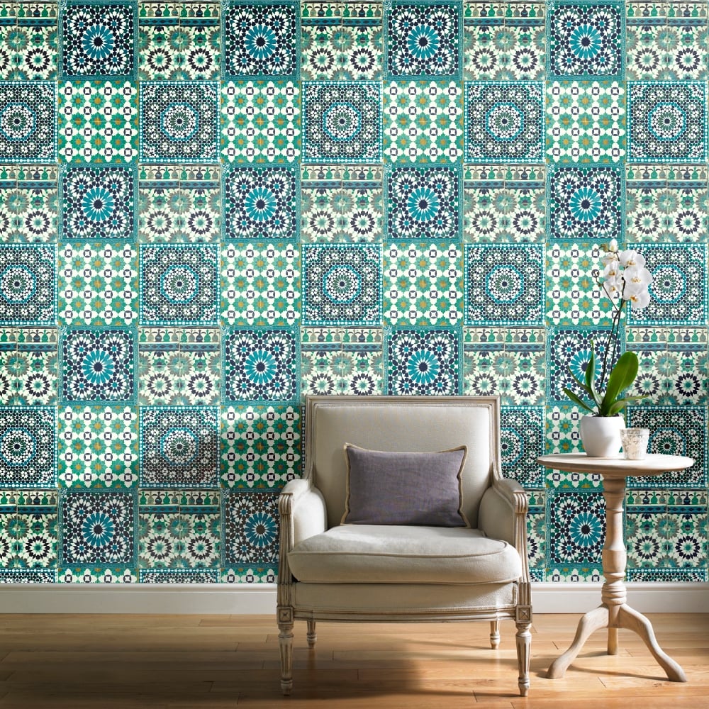 Teal Moroccan Wallpapers