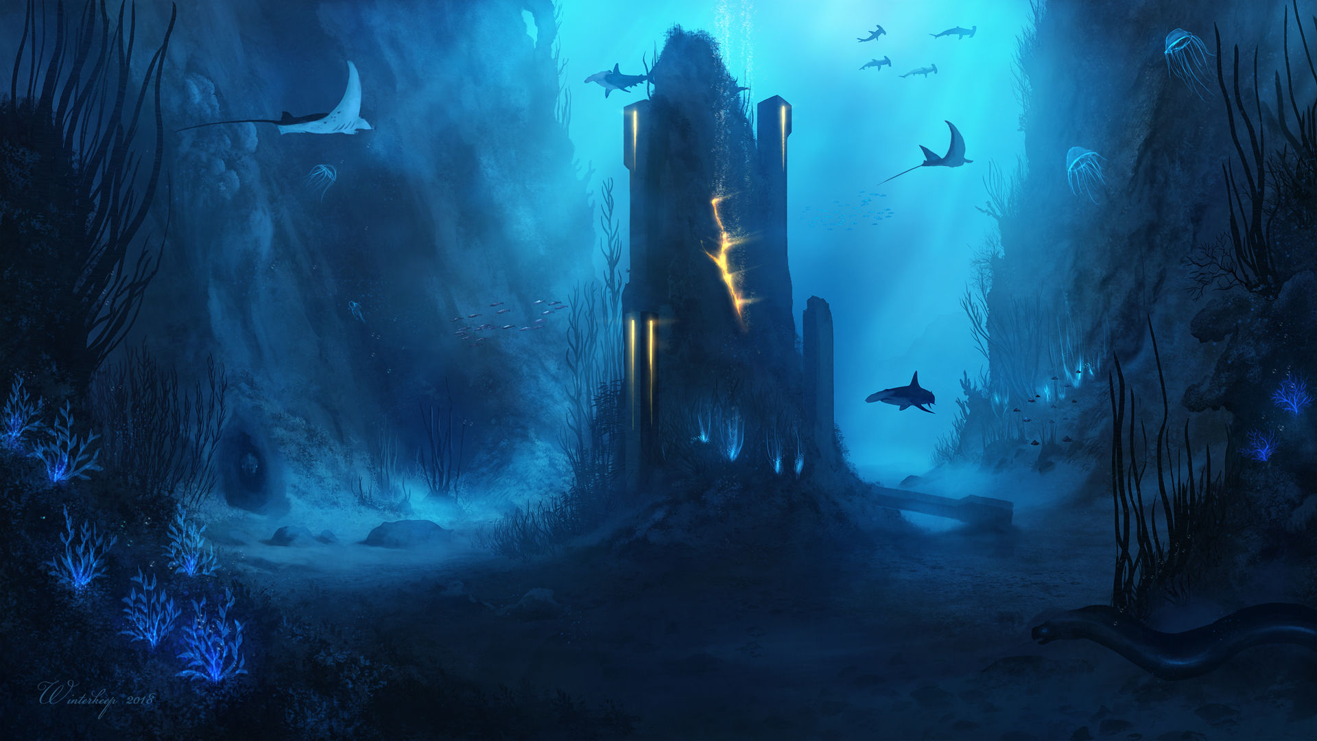 Underwater Palace Fantasy Wallpapers