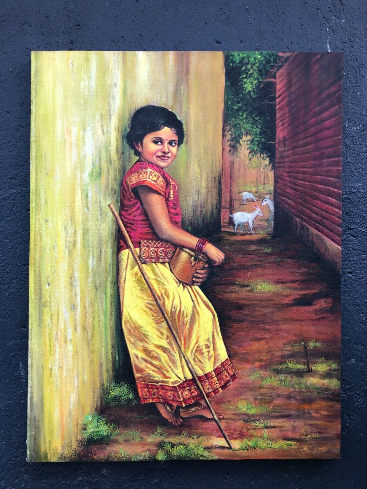 Village Girl Painting Wallpapers