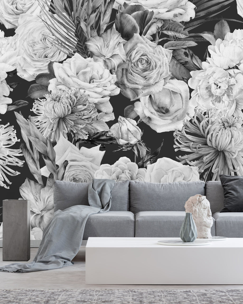 Vintage Black And White Flowers Wallpapers