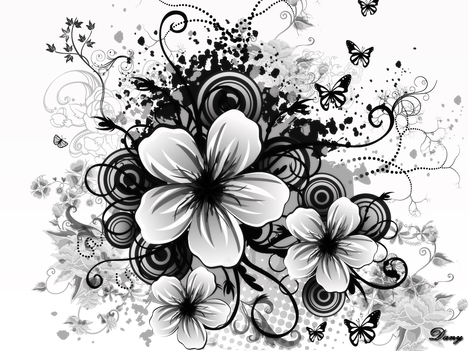 Vintage Black And White Flowers Wallpapers