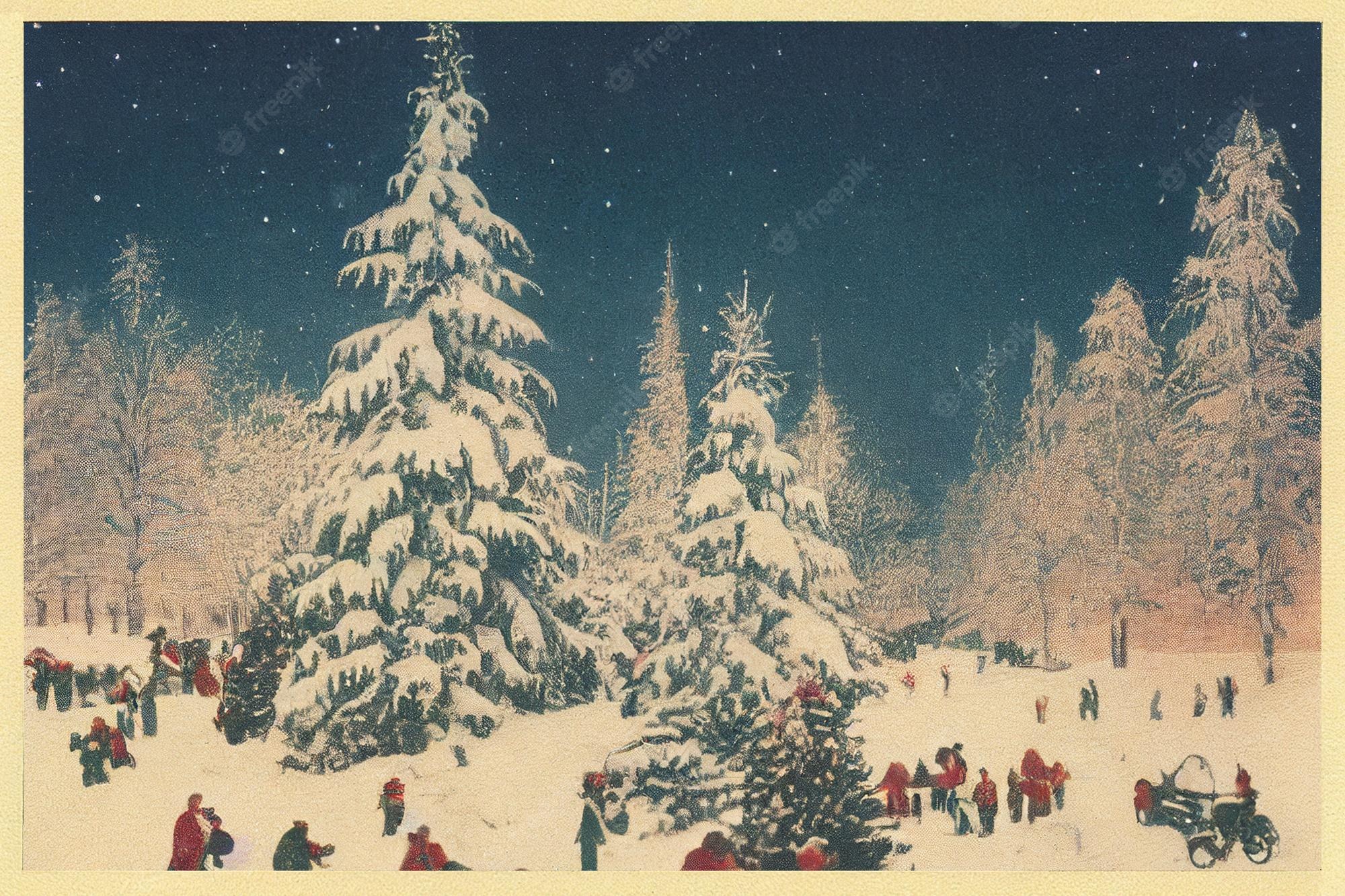 Vintage Christmas Scenes Wallpapers