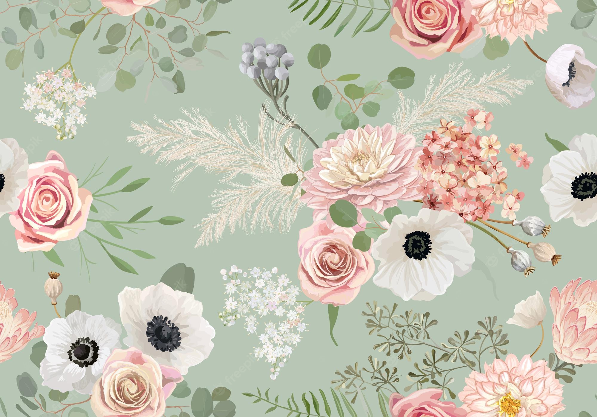 Vintage Floral Print Desktop Wallpapers